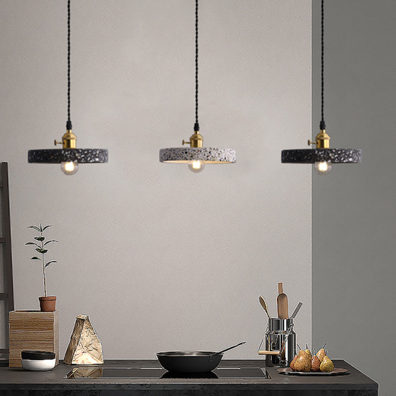 Geometric Dining Room Suspension Lighting Terrazzo 1 Head Minimalistic Pendant Ceiling Light