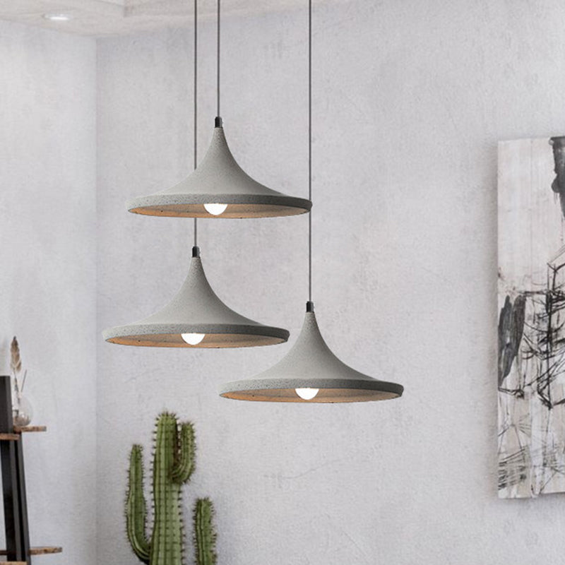 Cone Suspension Lighting Simplicity Cement 1 Head Dining Room Pendant Ceiling Light in Grey