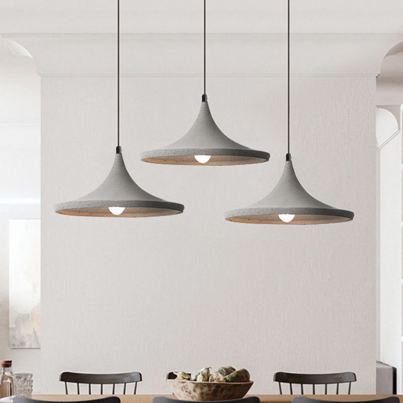 Cone Suspension Lighting Simplicity Cement 1 Head Dining Room Pendant Ceiling Light in Grey