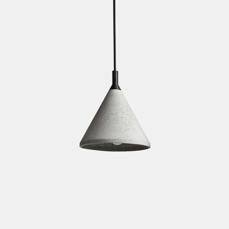 Nordic Style Conical Suspension Light Cement 1-Light Dining Room Pendant Light Fixture in Grey