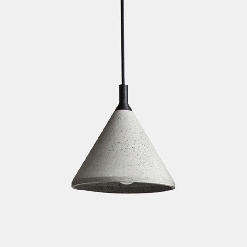 Nordic Style Conical Suspension Light Cement 1-Light Dining Room Pendant Light Fixture in Grey