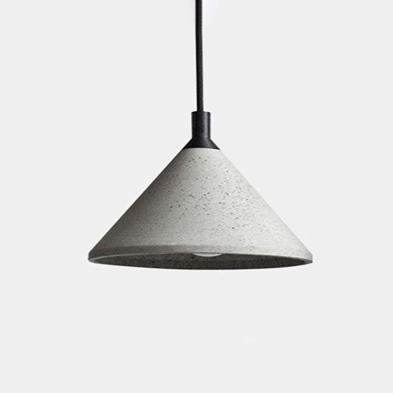 Nordic Style Conical Suspension Light Cement 1-Light Dining Room Pendant Light Fixture in Grey