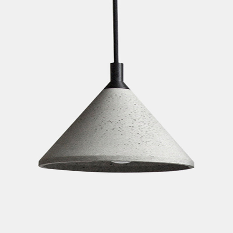 Nordic Style Conical Suspension Light Cement 1-Light Dining Room Pendant Light Fixture in Grey