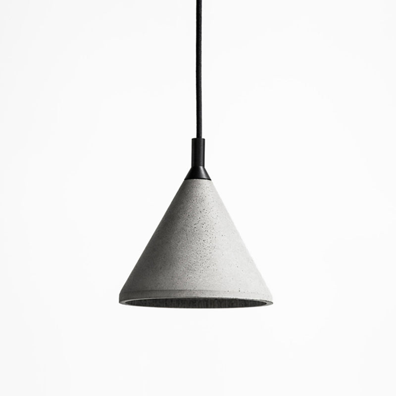 Nordic Style Conical Suspension Light Cement 1-Light Dining Room Pendant Light Fixture in Grey