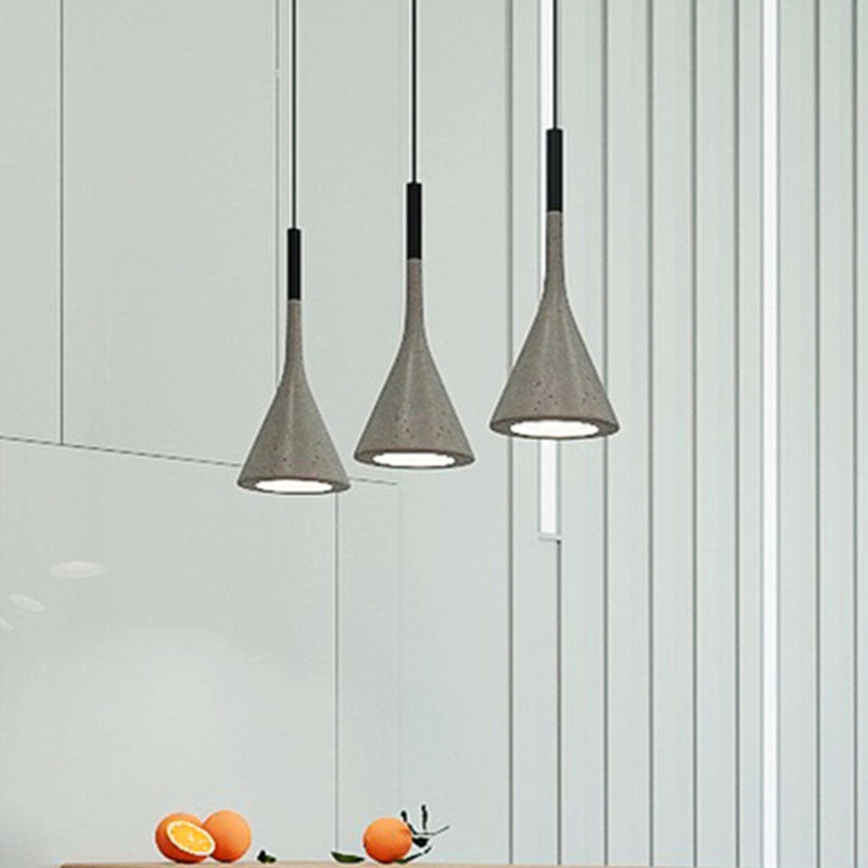 Funnel Dining Room Suspension Lighting Cement 1 Head Minimalist Pendant Ceiling Light in Grey