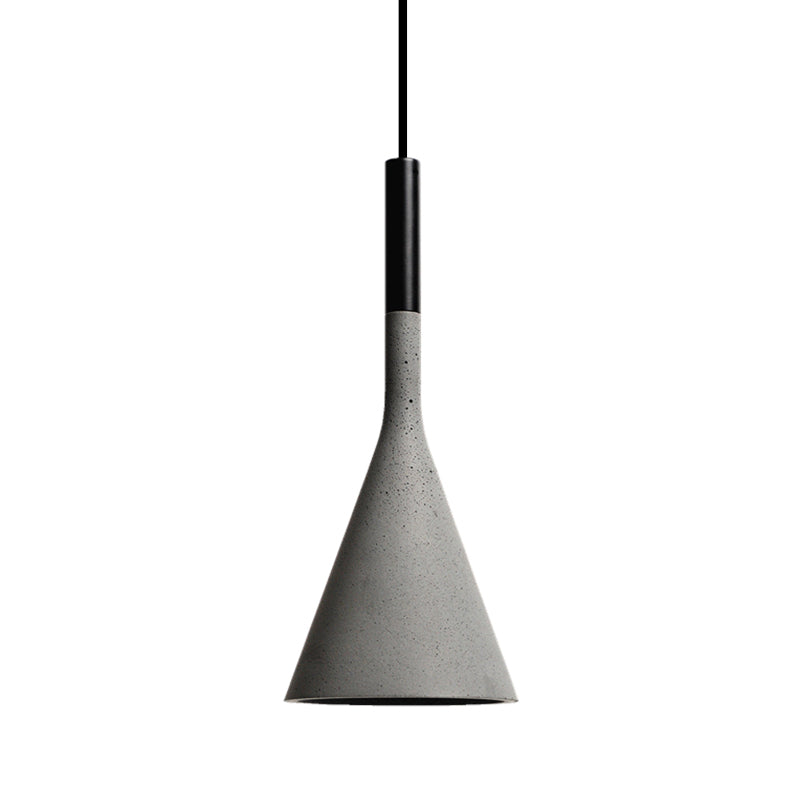 Funnel Dining Room Suspension Lighting Cement 1 Head Minimalist Pendant Ceiling Light in Grey