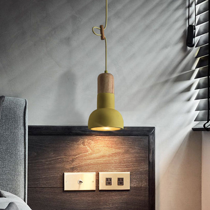 Flashlight Shaped Dining Room Hanging Lamp Cement 1 Head Minimalist Ceiling Lighting