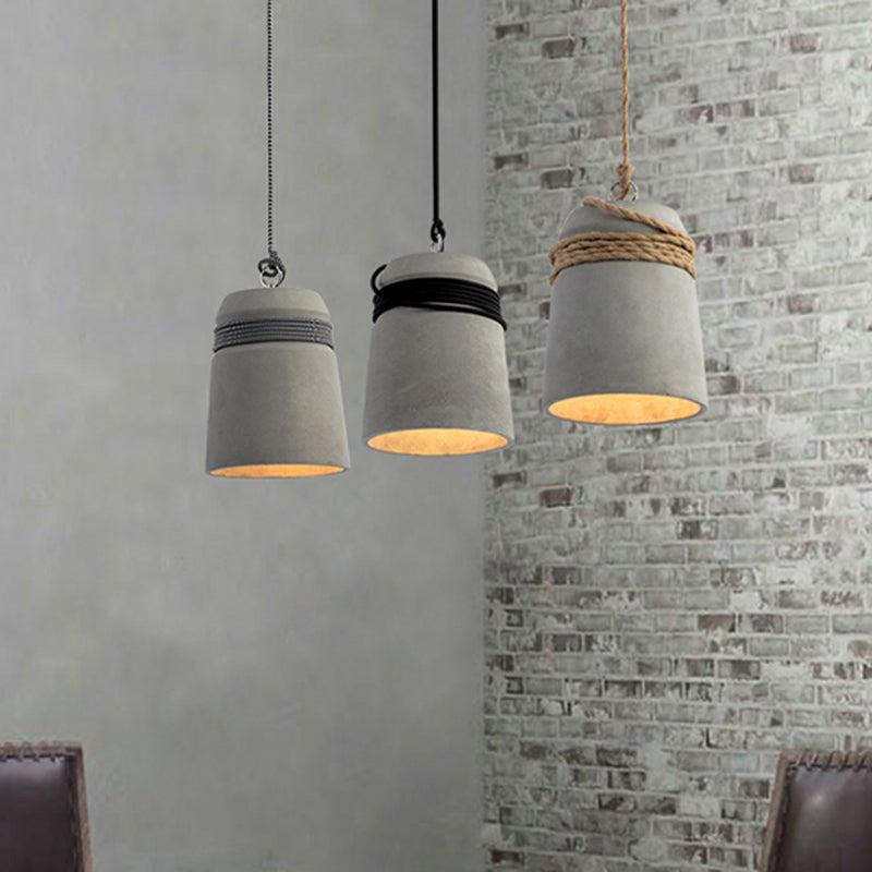 Bell Suspension Lighting Simplicity Cement Single-Bulb Dining Room Pendant Ceiling Light