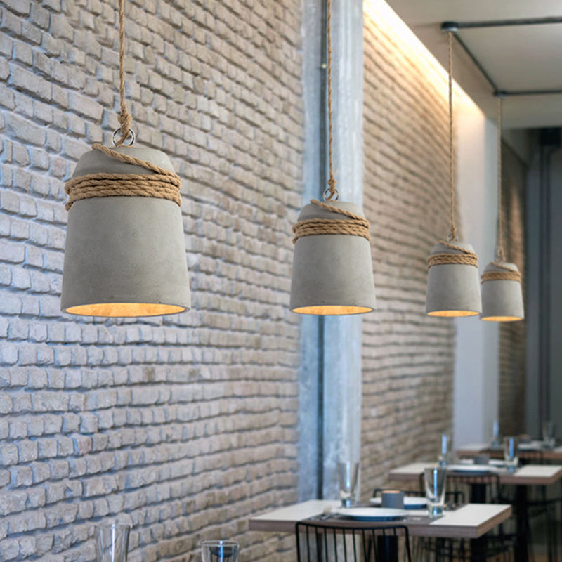 Bell Suspension Lighting Simplicity Cement Single-Bulb Dining Room Pendant Ceiling Light
