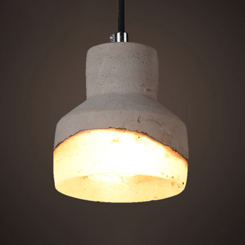 Contemporary Shaded Ceiling Light Cement 1-Light Restaurant Hanging Pendant Light in Grey