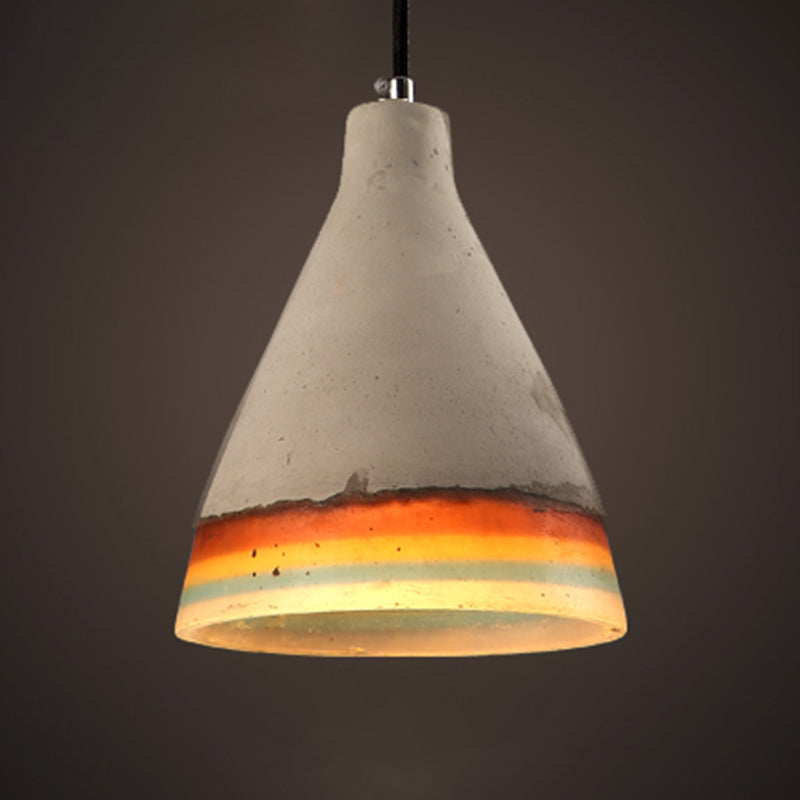 Contemporary Shaded Ceiling Light Cement 1-Light Restaurant Hanging Pendant Light in Grey