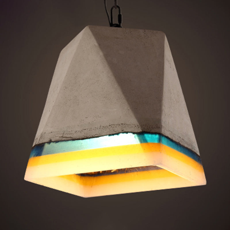 Contemporary Shaded Ceiling Light Cement 1-Light Restaurant Hanging Pendant Light in Grey