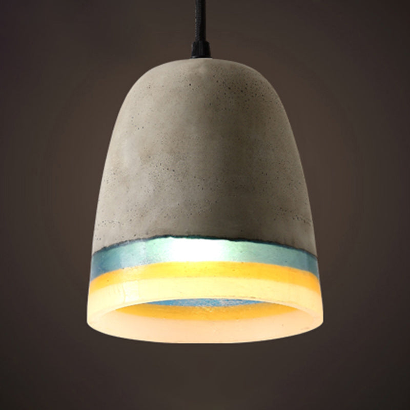 Contemporary Shaded Ceiling Light Cement 1-Light Restaurant Hanging Pendant Light in Grey