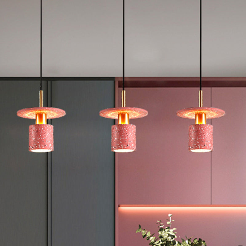 Terrazzo Cylinder and Disc Pendant Light Nordic Style Restaurant Suspension Light Fixture