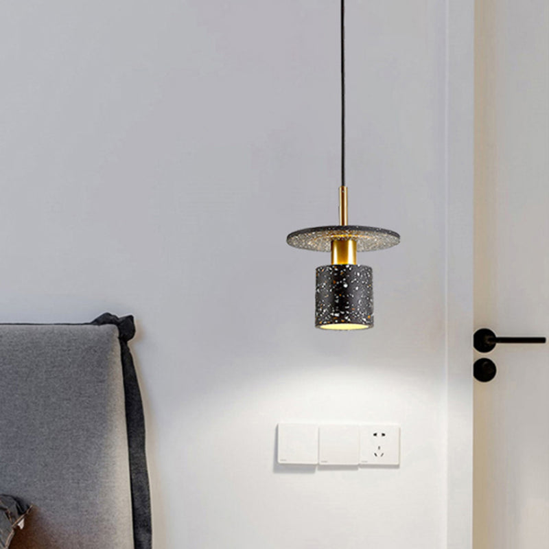 Terrazzo Cylinder and Disc Pendant Light Nordic Style Restaurant Suspension Light Fixture