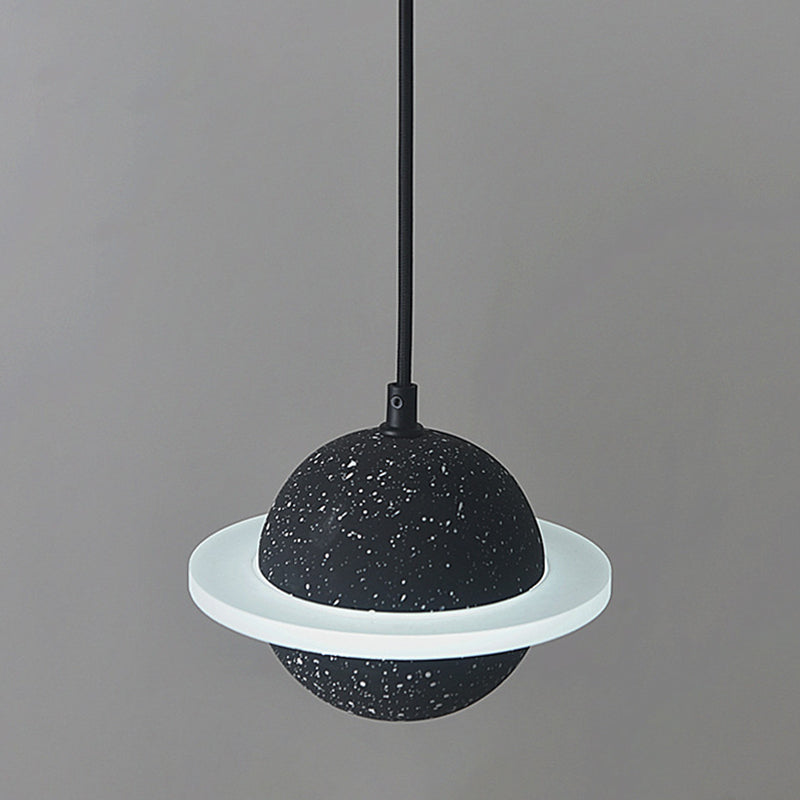 Planet Shaped LED Hanging Lamp Cement Single-Bulb Bedroom Pendant Lighting Fixture