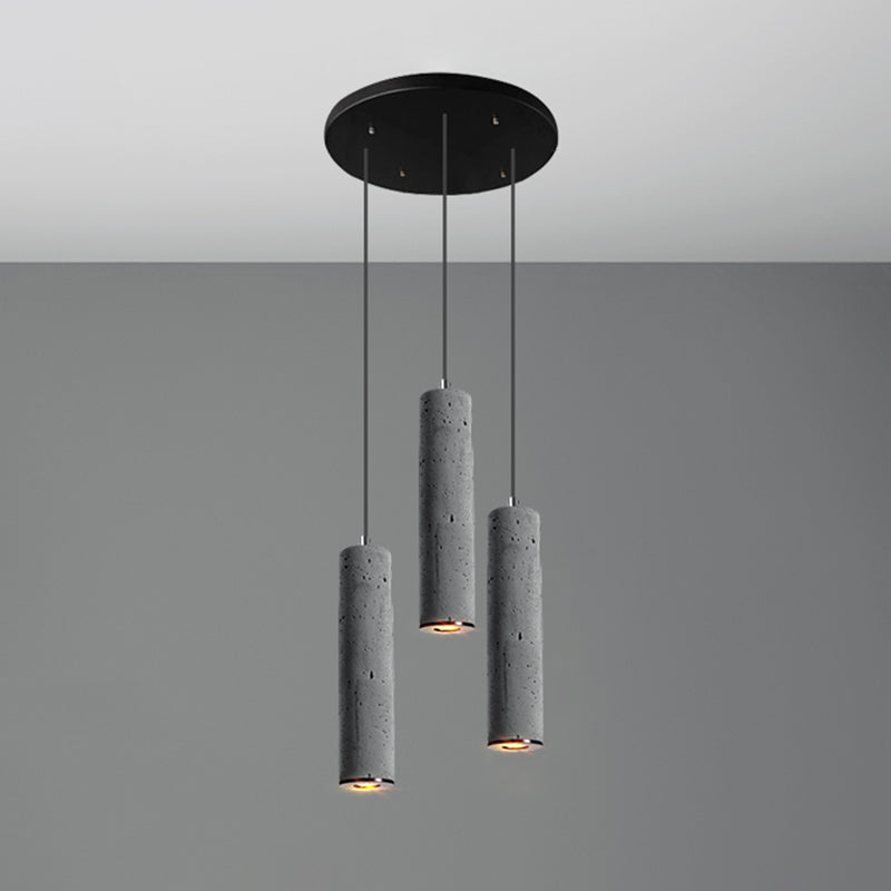 Cylinder Dining Room Ceiling Light Cement Nordic Style Hanging Pendant Light in Grey