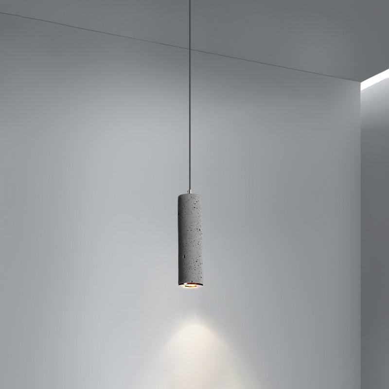 Cylinder Dining Room Ceiling Light Cement Nordic Style Hanging Pendant Light in Grey