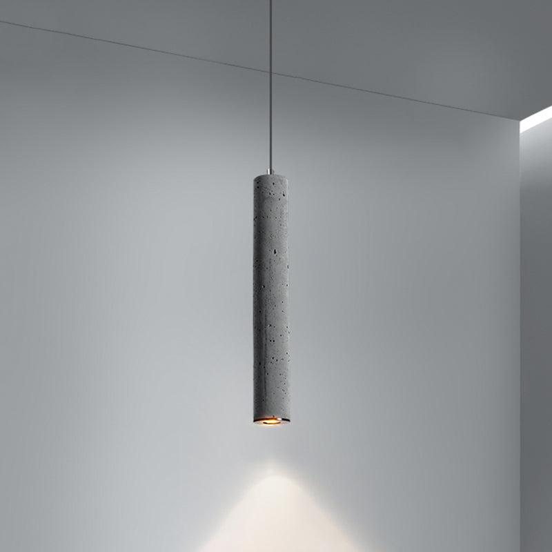 Cylinder Dining Room Ceiling Light Cement Nordic Style Hanging Pendant Light in Grey