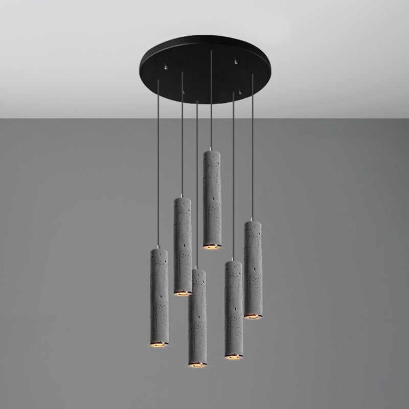 Cylinder Dining Room Ceiling Light Cement Nordic Style Hanging Pendant Light in Grey