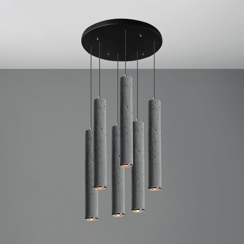 Cylinder Dining Room Ceiling Light Cement Nordic Style Hanging Pendant Light in Grey