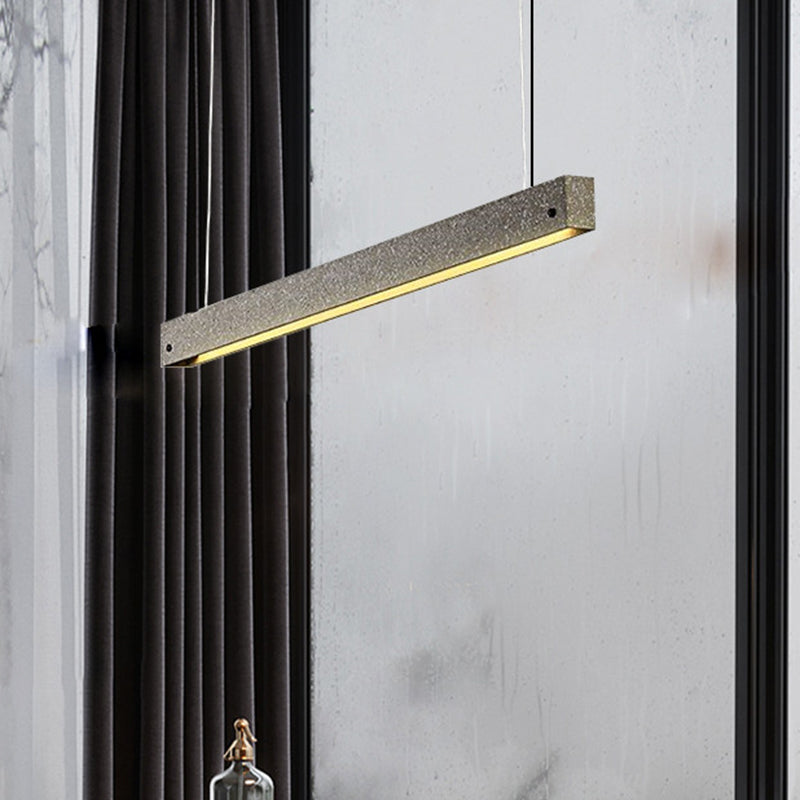 Rechthoekige lineaire hanglamp moderne stijl cement eetkamer led suspensie verlichtingsarmatuur in grijs