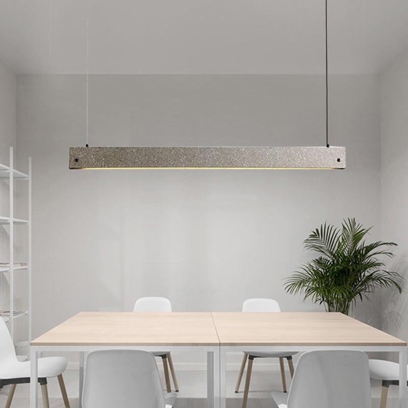Rechthoekige lineaire hanglamp moderne stijl cement eetkamer led suspensie verlichtingsarmatuur in grijs