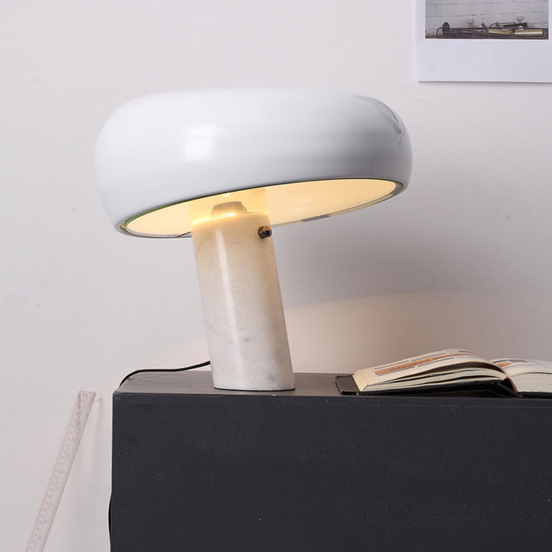 Marble Cylindrical Base Table Light Minimalistic Single-Bulb Nightstand Lighting for Bedside