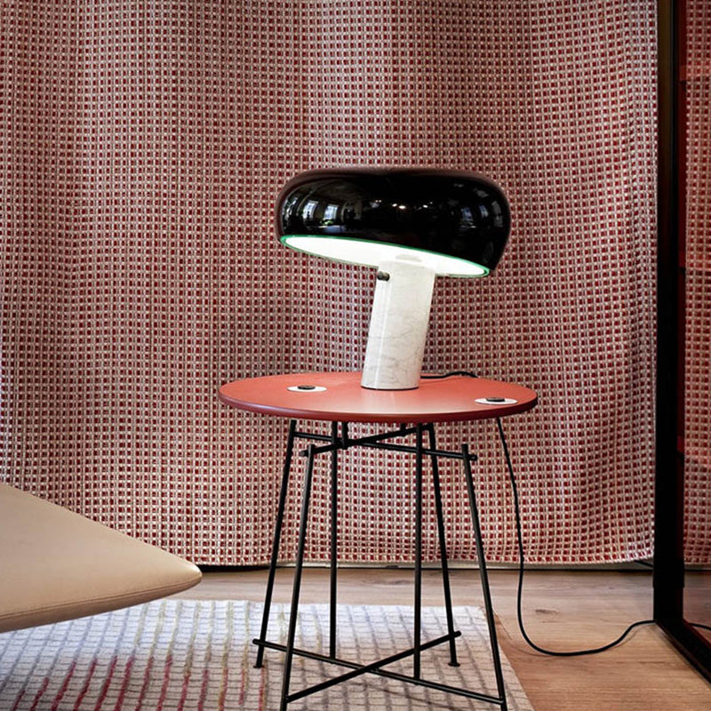 Marble Cylindrical Base Table Light Minimalistic Single-Bulb Nightstand Lighting for Bedside
