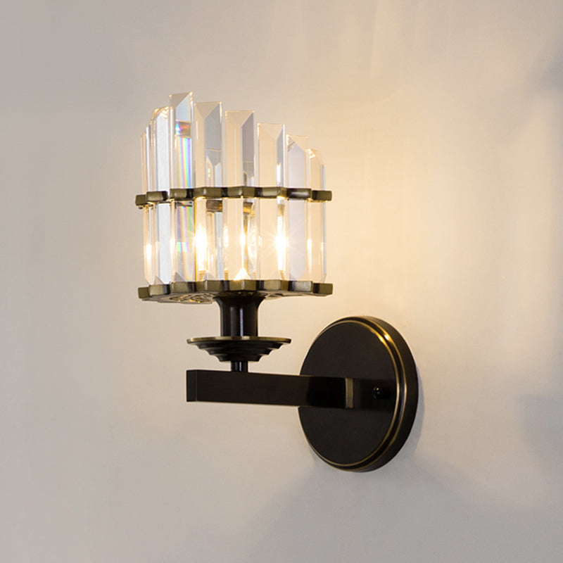 Iluminación de montura de pared sombreada tradicional lámpara de pared de vidrio de una sola bombilla en oro