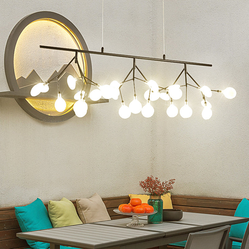 Nordic Style Branched Firefly Island Pendant Light Handblown Glass Dining Room LED Ceiling Light