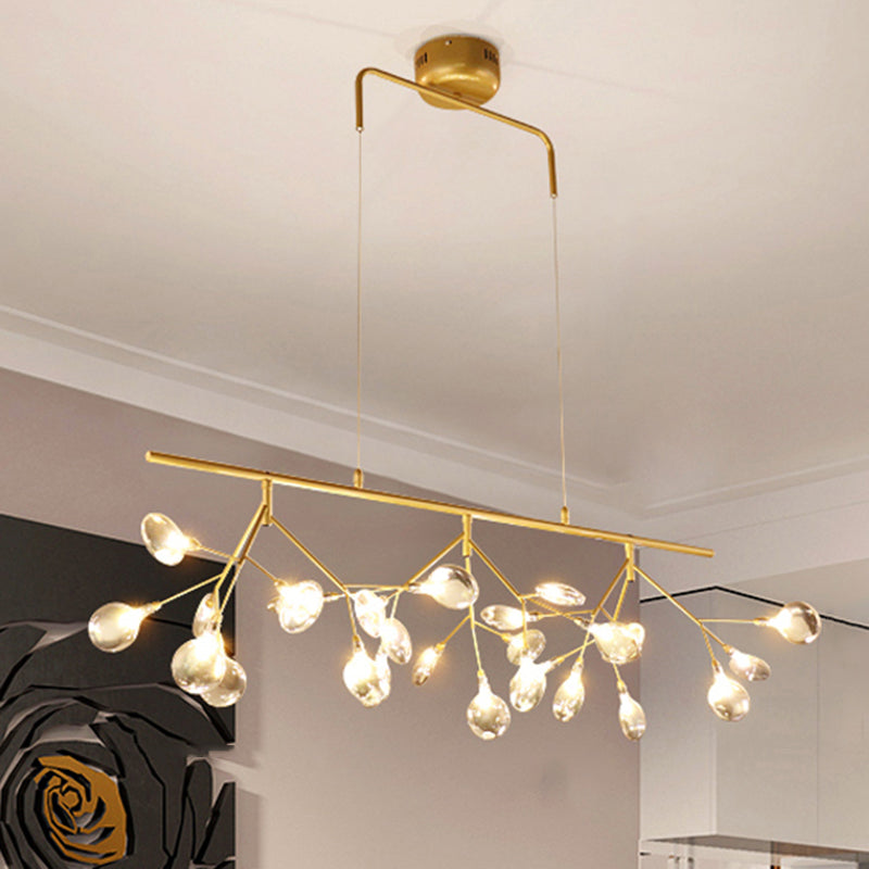 Nordic Style Branched Firefly Island Pendant Light Handblown Glass Dining Room LED Ceiling Light