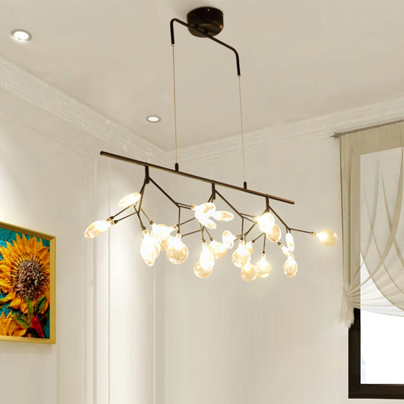 Nordic Style Branched Firefly Island Pendant Light Handblown Glass Dining Room LED Ceiling Light