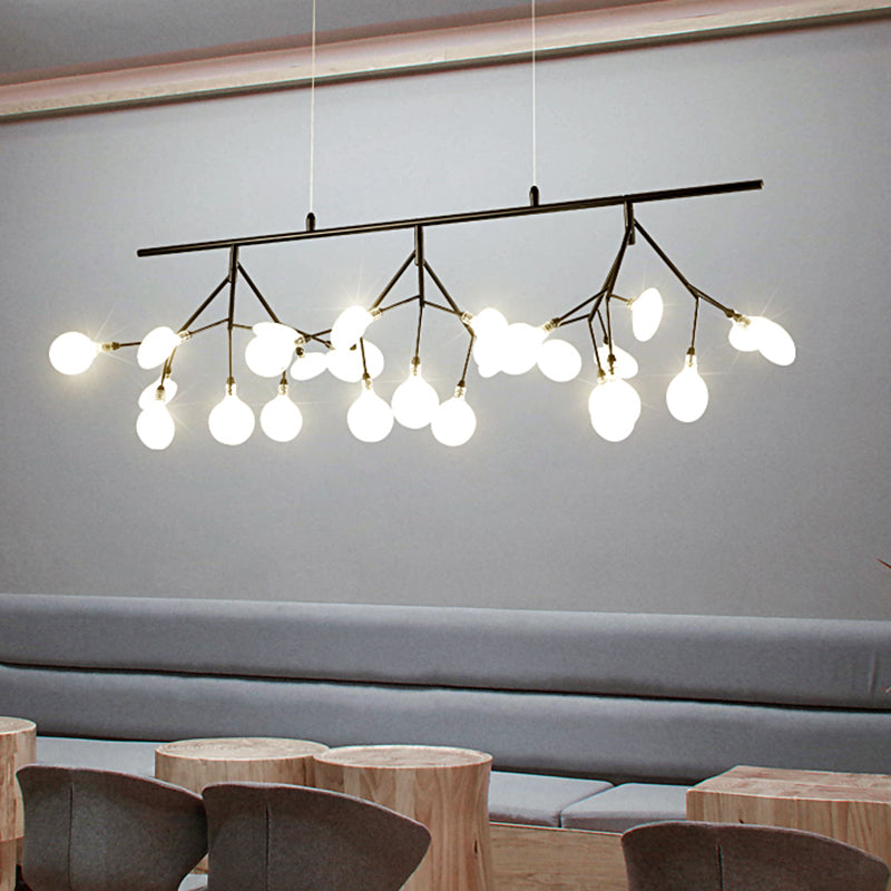 Nordic Style Branched Firefly Island Pendant Light Handblown Glass Dining Room LED Ceiling Light
