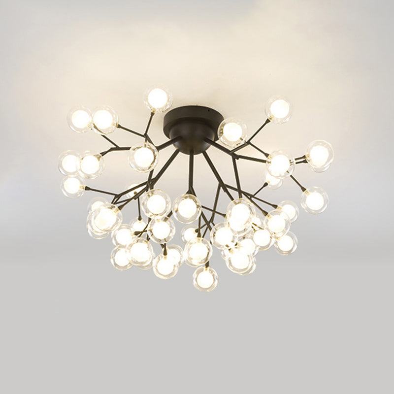 Metallic Tree Branch LED Semi Flush Light Nordic Style Flush Mount Ceiling Chandelier