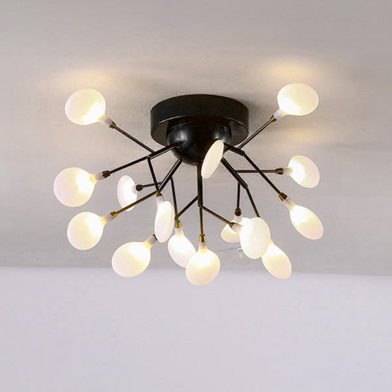 Metallic Tree Branch LED Semi Flush Light Nordic Style Flush Mount Ceiling Chandelier