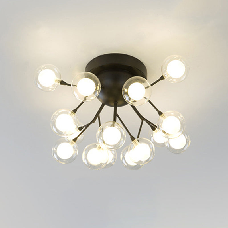 Metallic Tree Branch LED Semi Flush Light Nordic Style Flush Mount Ceiling Chandelier