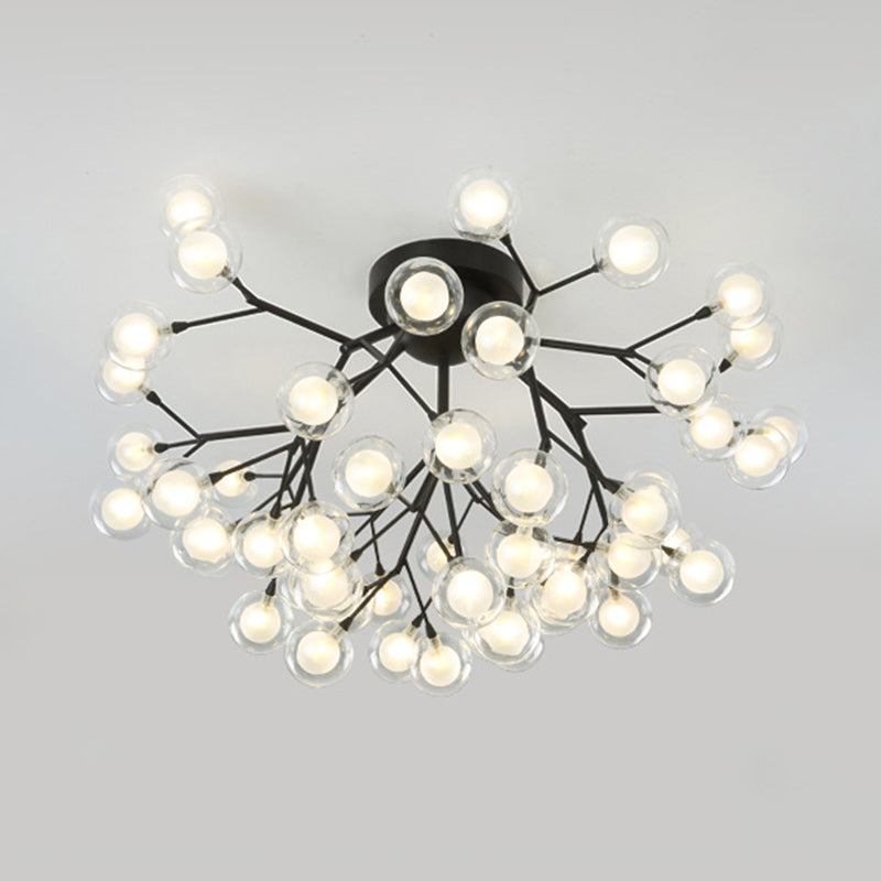 Metallic Tree Branch LED Semi Flush Light Nordic Style Flush Mount Ceiling Chandelier