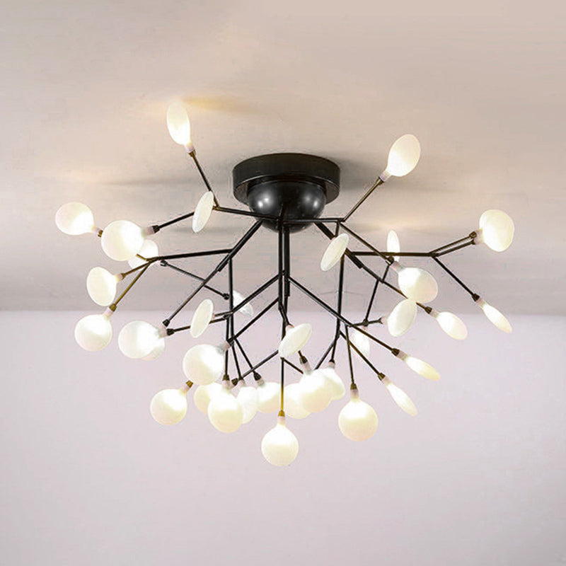 Metallic Tree Branch LED Semi Flush Light Nordic Style Flush Mount Ceiling Chandelier