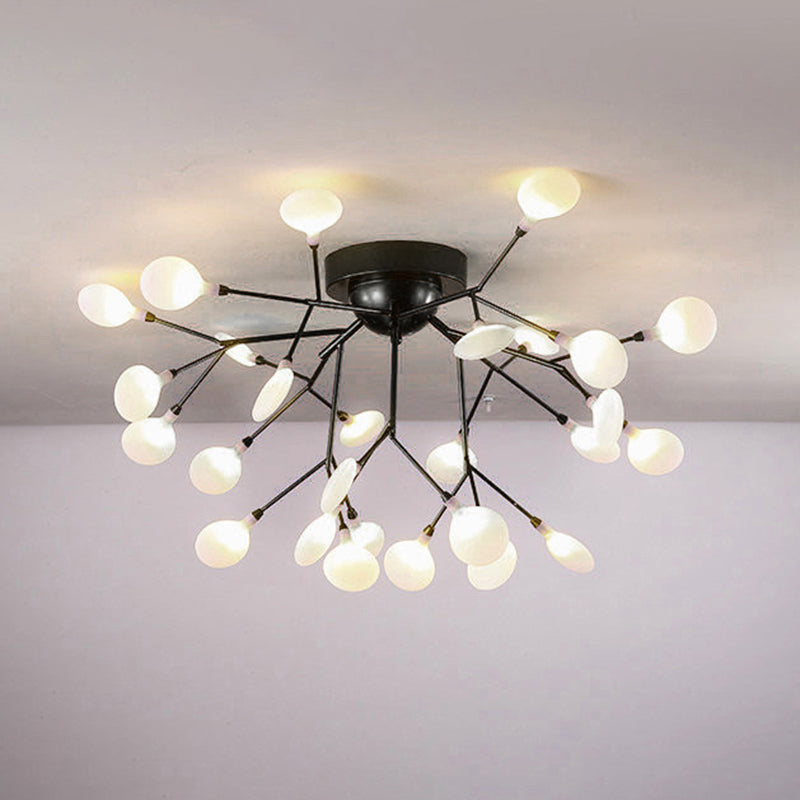 Metallic Tree Branch LED Semi Flush Light Nordic Style Flush Mount Ceiling Chandelier