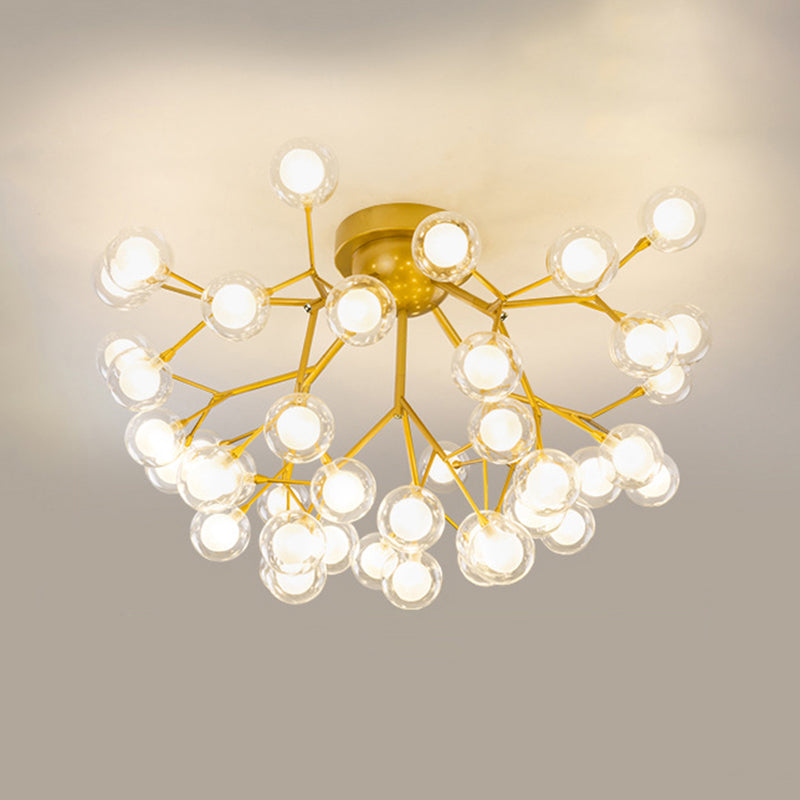 Metallic Tree Branch LED Semi Flush Light Nordic Style Flush Mount Ceiling Chandelier