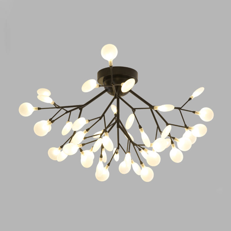 Firefly Shade LED Semi Flush Postmodern Firefly Living Room Ceiling Mount Chandelier
