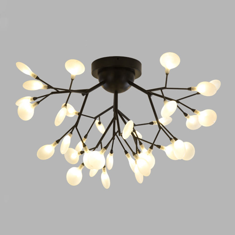 Firefly Shade LED Semi Flush Postmodern Firefly Living Room Ceiling Mount Chandelier