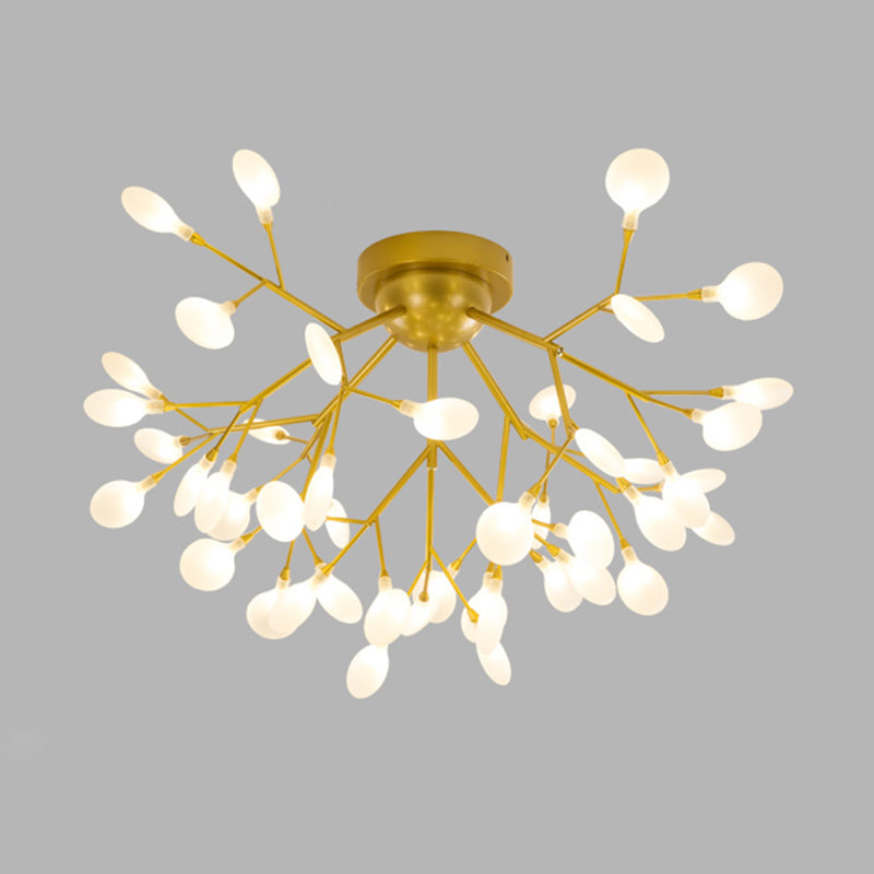 Firefly Shade LED Semi Flush Postmodern Firefly Living Room Ceiling Mount Chandelier