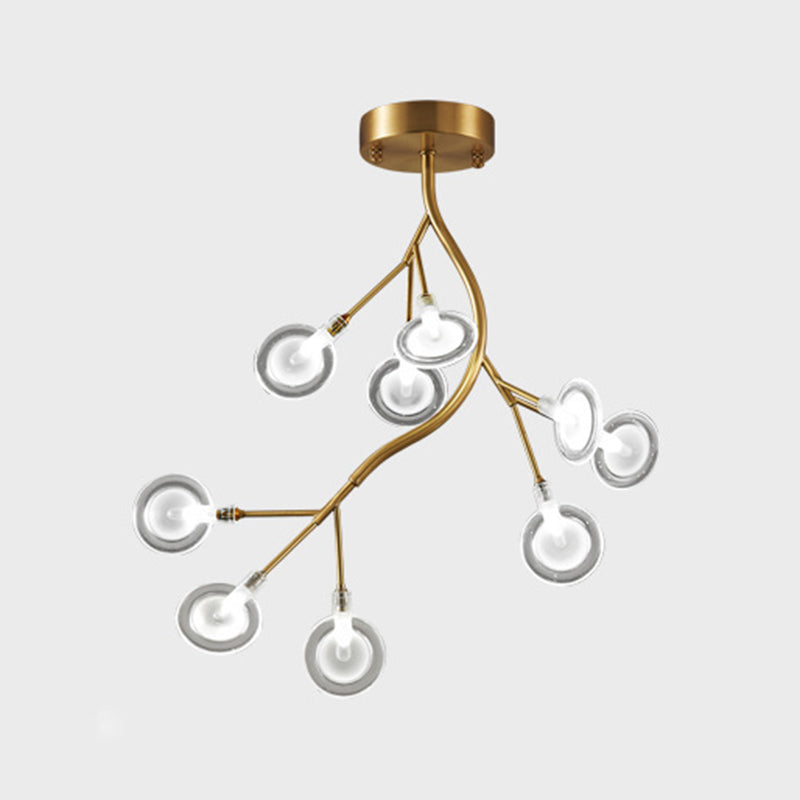 Metal Branch Flush Mount Light Simplicity Semi LED Flush Chandelier with Firefly Shade