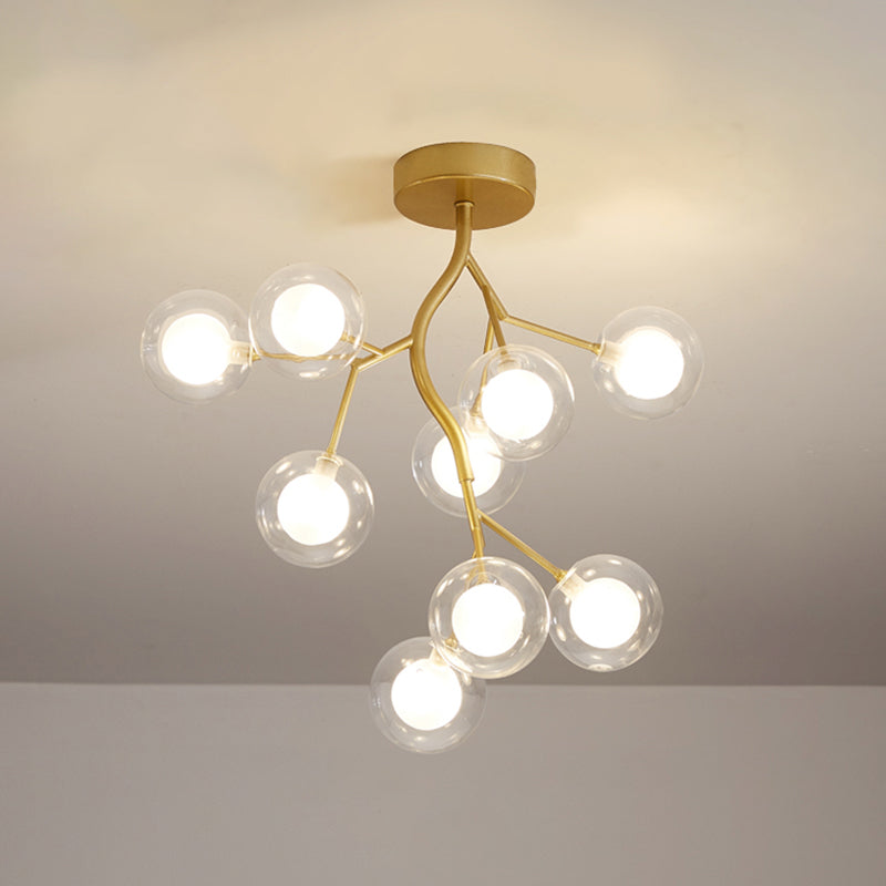 Luce di sospensione a LED ramo di ramo metallico Lumo postmoderno lampadario con ombra in oro