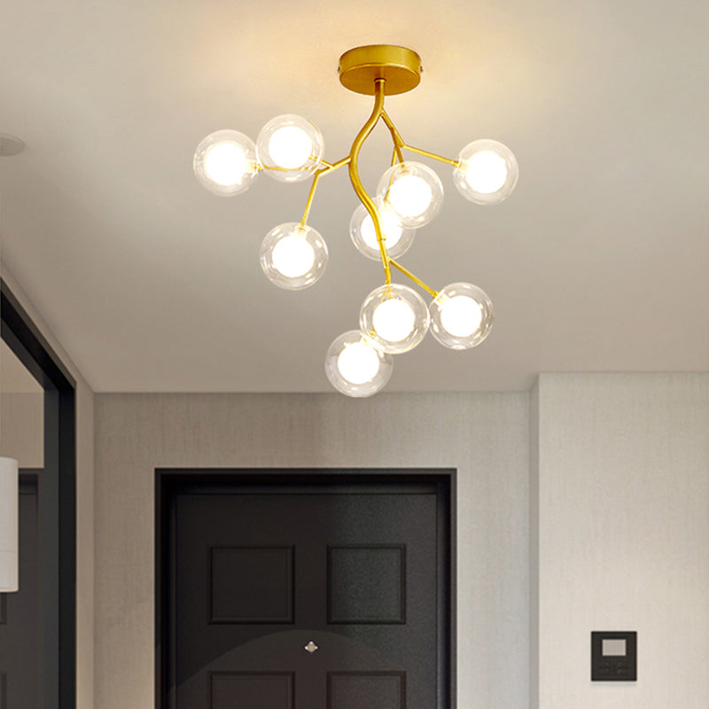 Luce di sospensione a LED ramo di ramo metallico Lumo postmoderno lampadario con ombra in oro