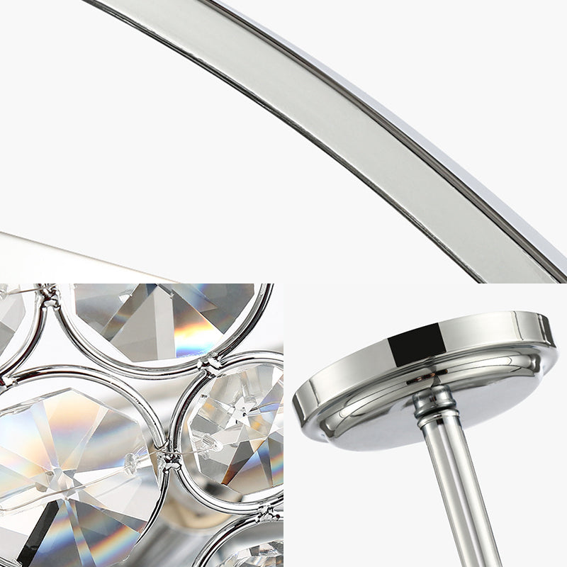 Dome plafond Light Métal et cristal 3 lumières balcon semi-flush Mount Light in Chrome