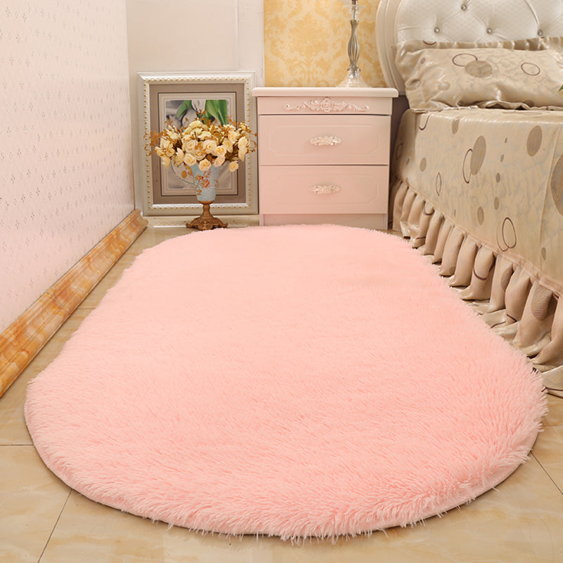 Multi-Color Living Room Rug Nordic Plain Area Carpet Faux Wool Non-Slip Backing Easy Care Rug