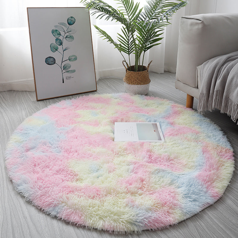 Casual Home Decor Rug Multi-Colored Tie Dye Pattern Carpet Faux Wool Washable Anti-Slip Backing Rug